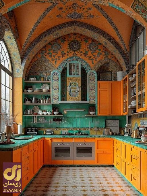 (تصاویر) طراحی یک آشپزخانه به سبک معماری ایرانی توسط هوش مصنوعی