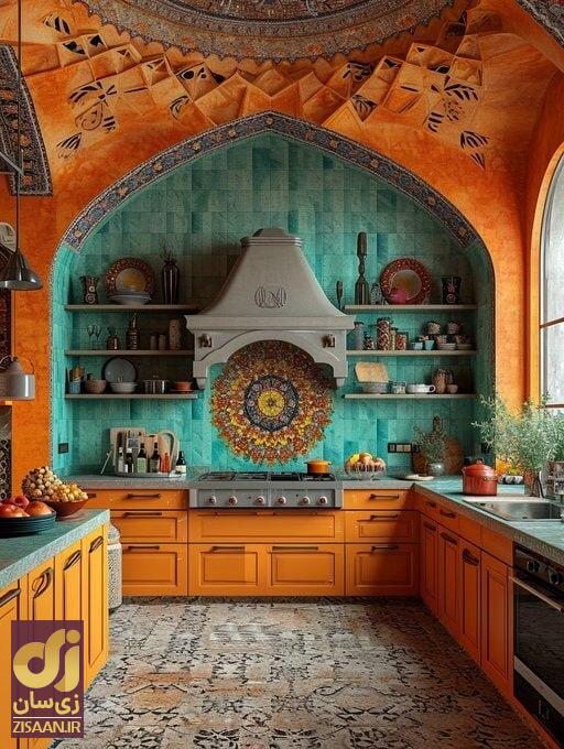 (تصاویر) طراحی یک آشپزخانه به سبک معماری ایرانی توسط هوش مصنوعی