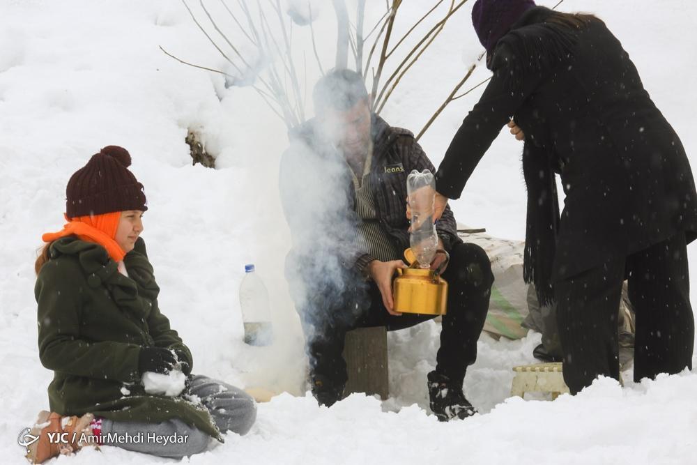 (عکس) بارش شدید برف در لواسان و شادی مردم بارش شدید برف در لواسان و شادی مردم