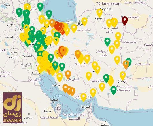 شاخص آلودگی هوا در کشور