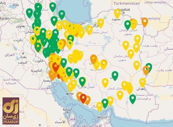 شاخص آلودگی هوا در کشور