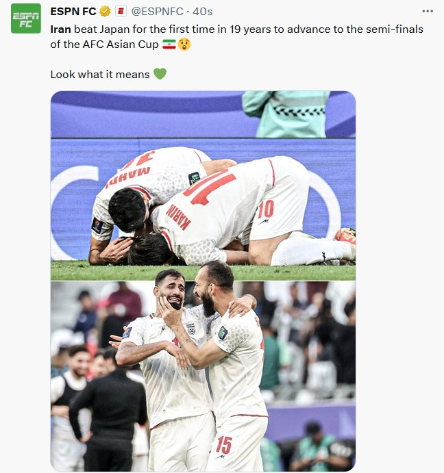 (عکس‌) واکنش آمریکایی‌ها به برد ایران مقابل ژاپن