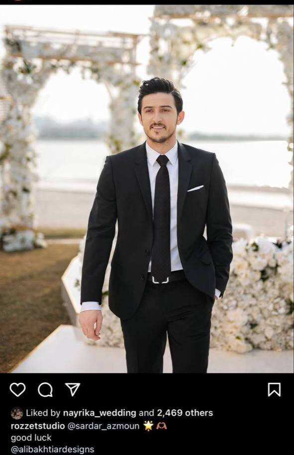 (عکس) اولین تصویر سردار آزمون در لباس دامادی