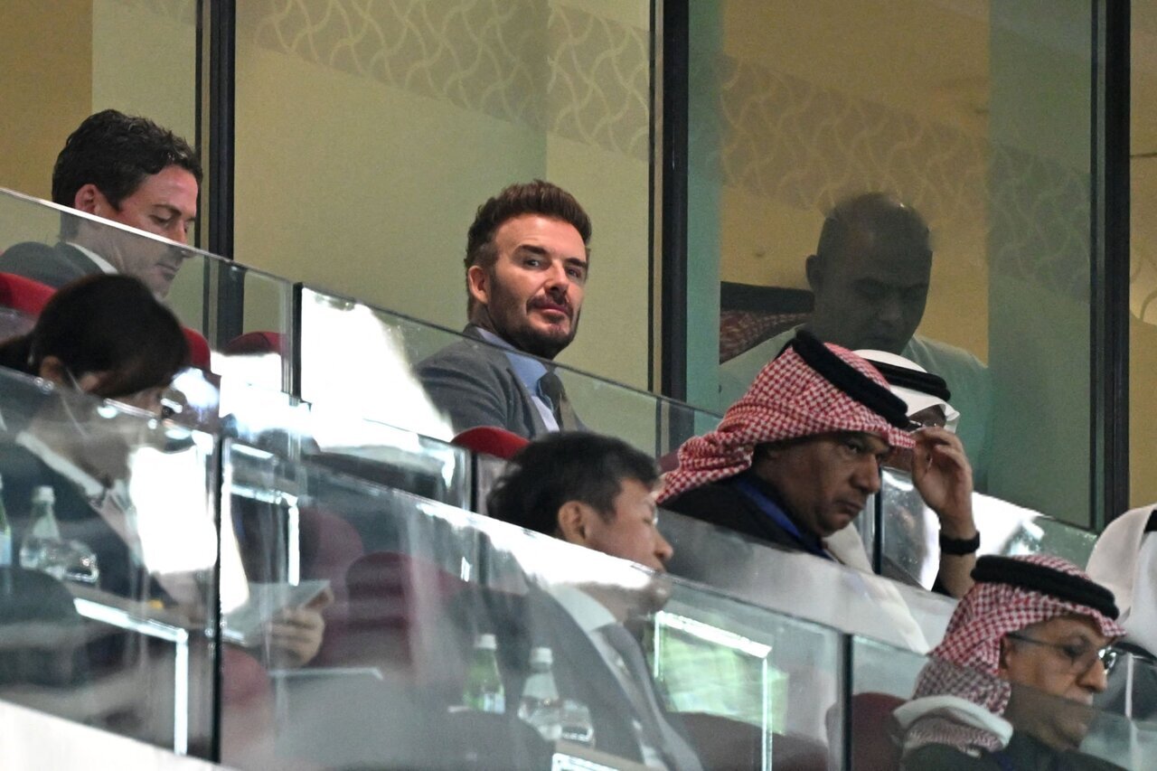 دیوید بکام تماشاگر ویژه بازی جام + عکس