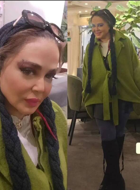 بهاره رهنما با کلاهی شبیه مو‌های بافته‌شده