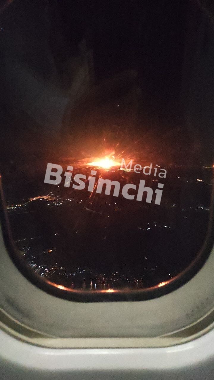 (تصویر) شدت انفجار خط لوله گاز از فراز آسمان از داخل هواپیما