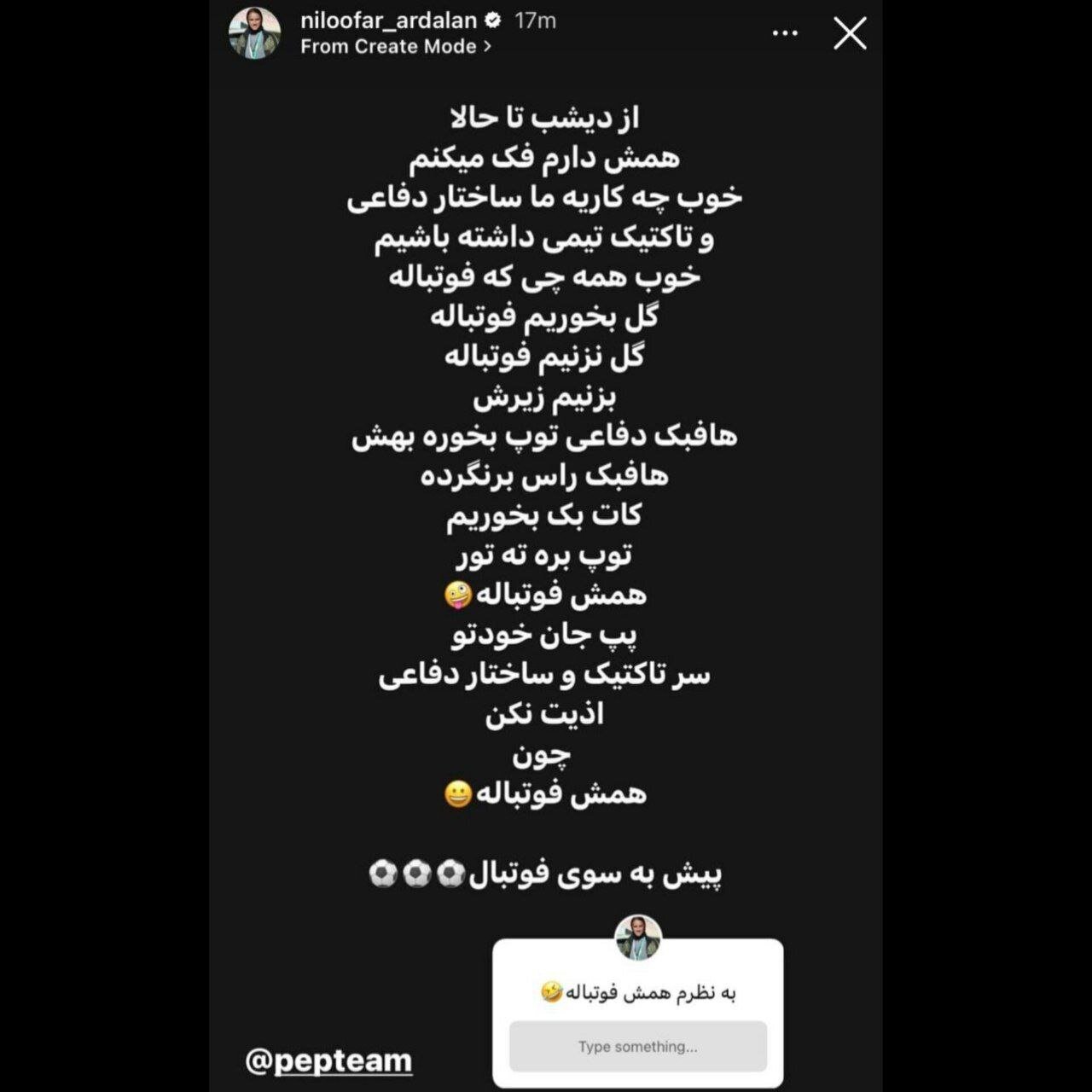 کنایه سنگین نیلوفر اردلان به امیر قلعه‌نویی