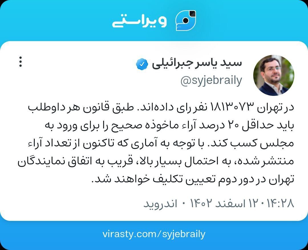 انتخابات تهران به دور دوم کشیده خواهد شد!