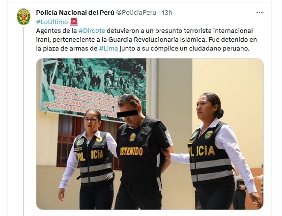 (ویدئو) بازداشت یک ایرانی در پرو / اتهام: برنامه‌ریزی حمله به یک اسرائیلی