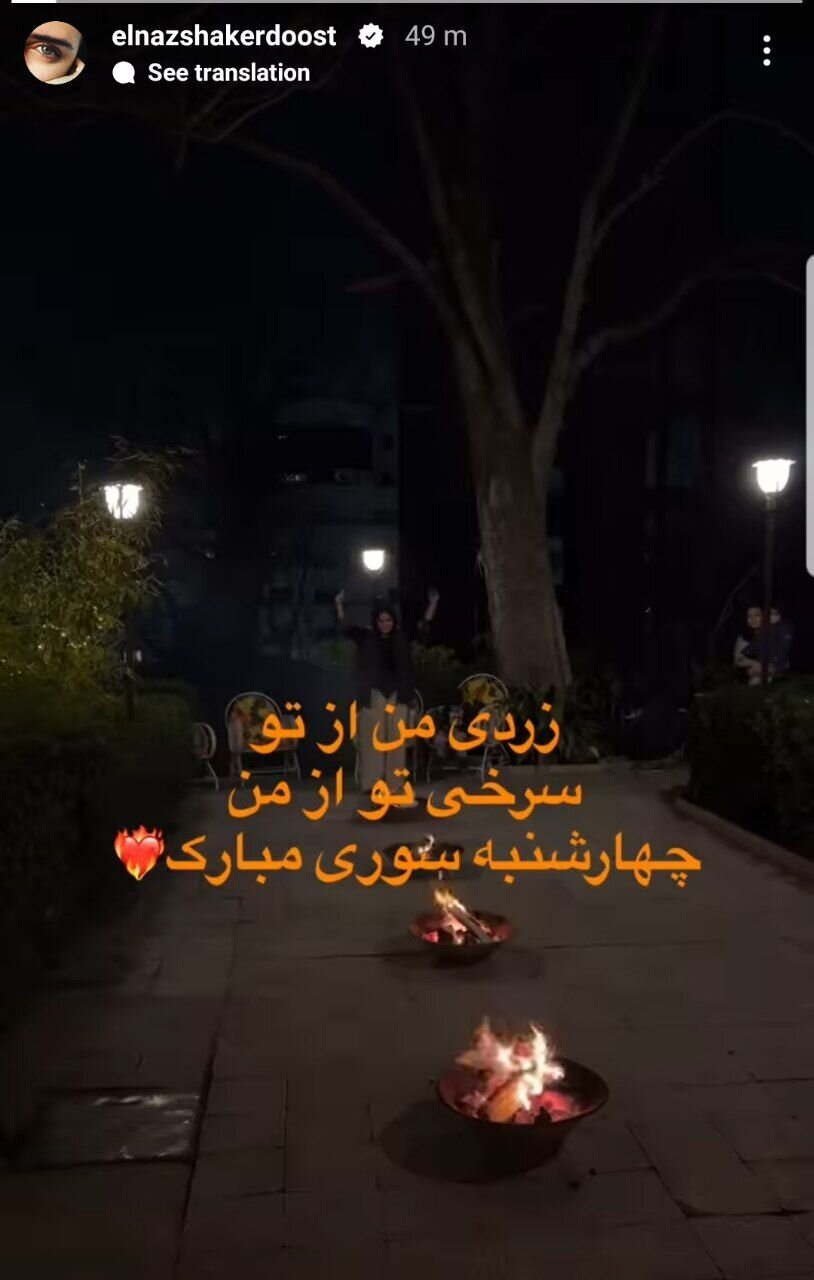 (عکس) الناز شاکردوست در مراسم چهارشنبه سوری