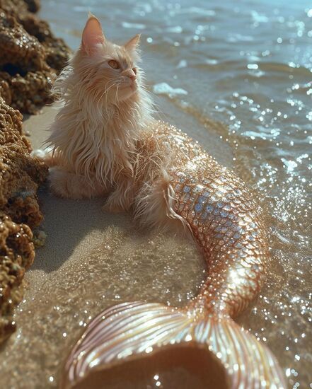 (عکس) ترکیب عجیب پری دریایی با گربه!