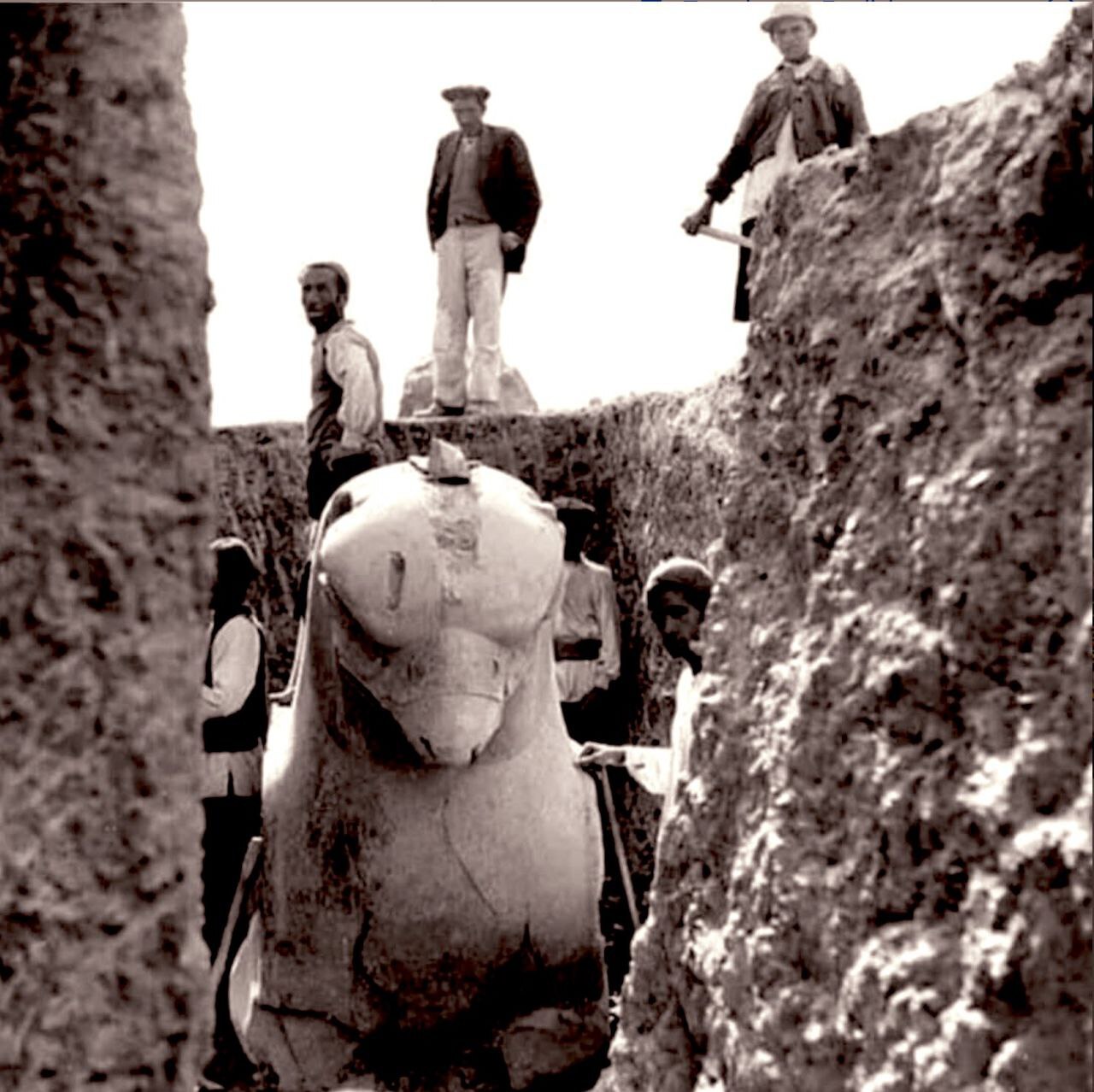 (عکس) لحظه تاریخی کشف تندیس هما از دل تخت جمشید کشف تندیس هما از دل تخت جمشید