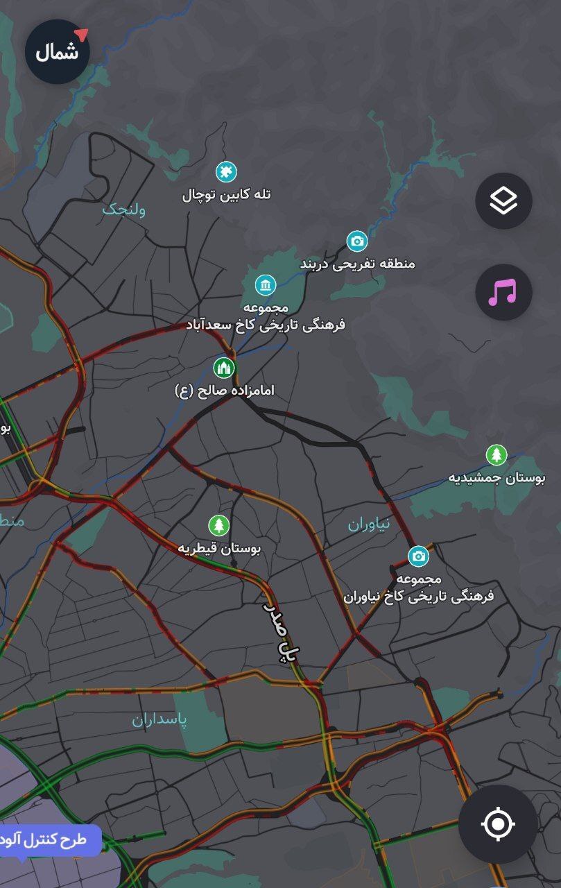 (عکس) ترافیک شدید در مناطق شمالی تهران در پی بارش برف
