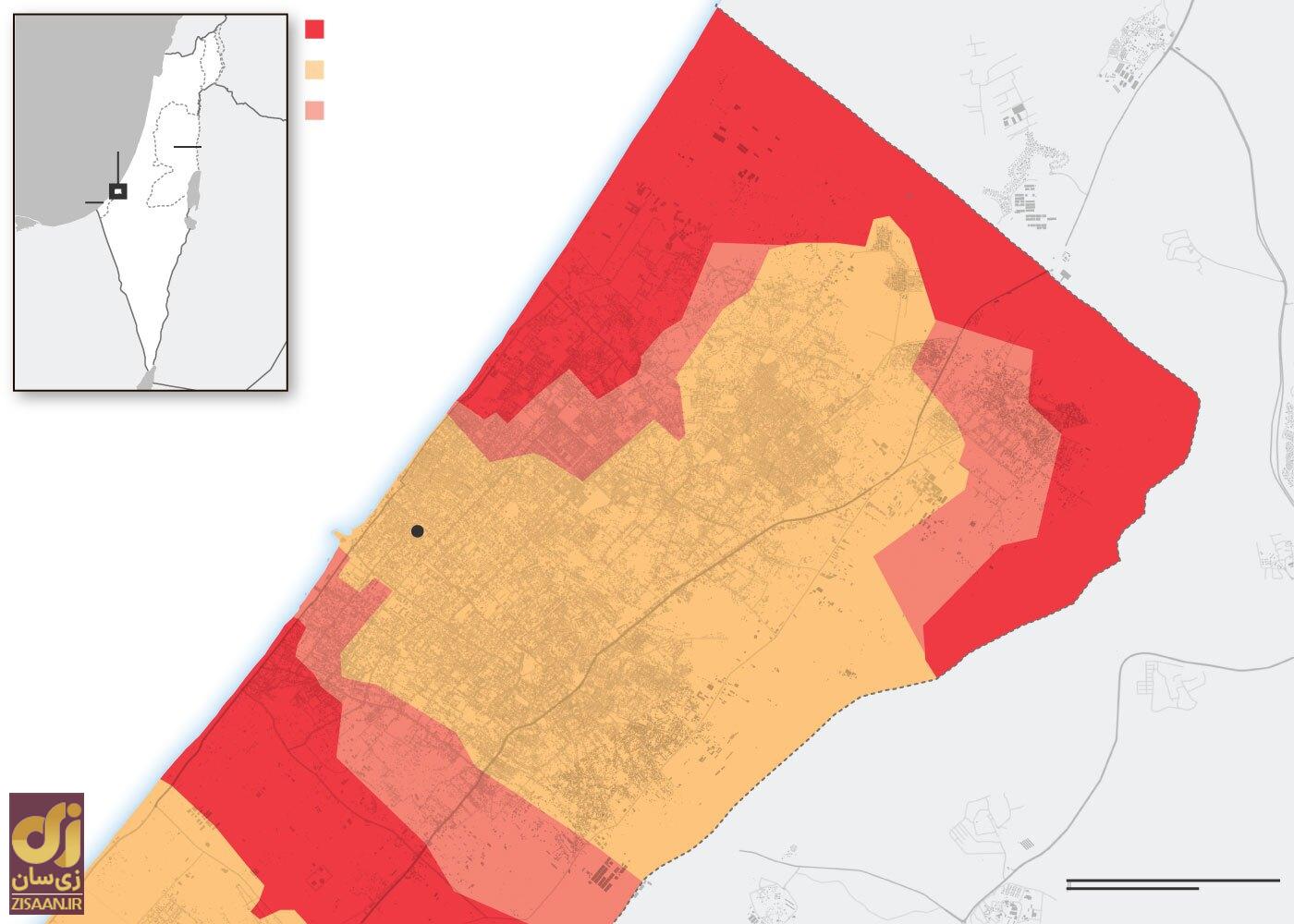 نقشه جنگ غزه در 22 آبان