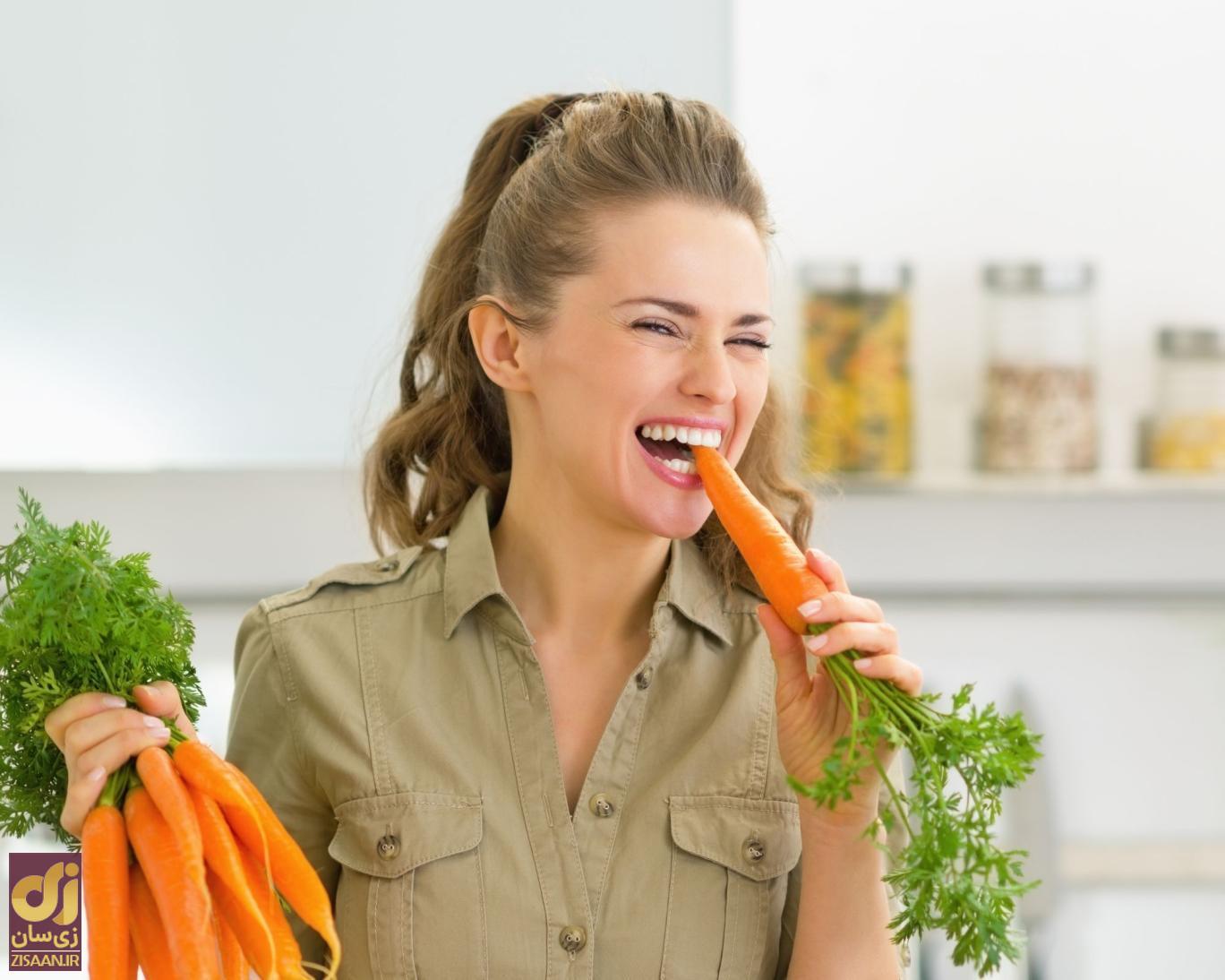 خوردن هویج خام برای دوره پریود زنان جوان