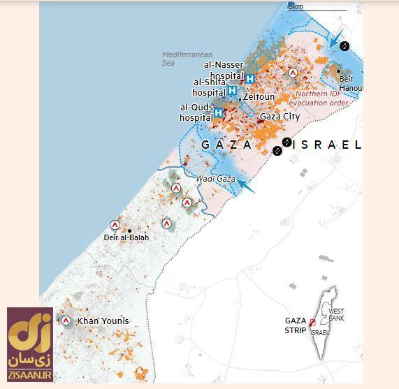 آخرین نقشه میدانی جنگ غزه امروز ۲۷ آبان / هشدار اسرائیل برای تخلیه منطقه خان یونس