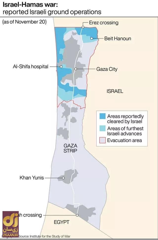 نقشه جنگ غزه
