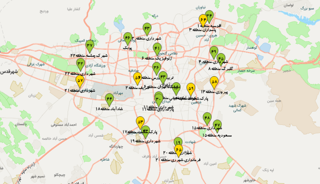 شاخص آلودگی هوای تهران در 1 آذر