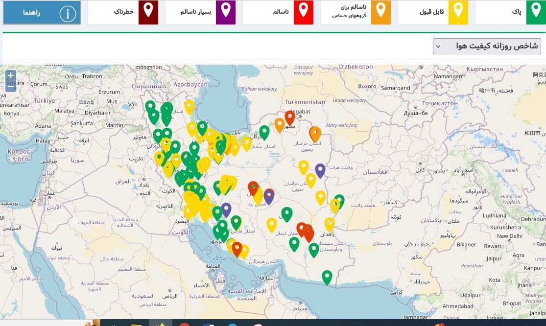 شاخص آلودگی هوای کشور امروز 1 آذر + نقشه و شاخص‌ها