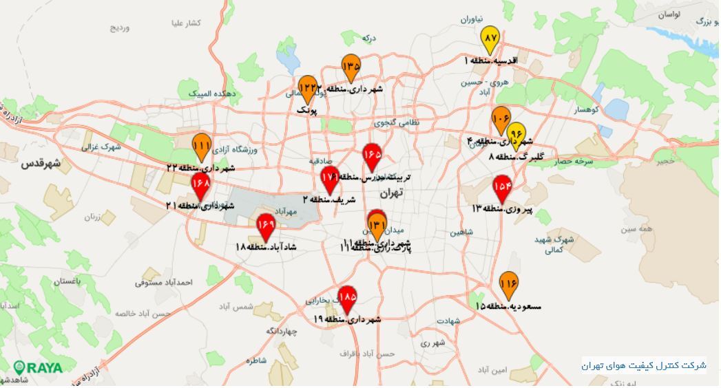 شاخص آلودگی هوای کشور امروز ۵ آذر + نقشه و شاخص‌ها