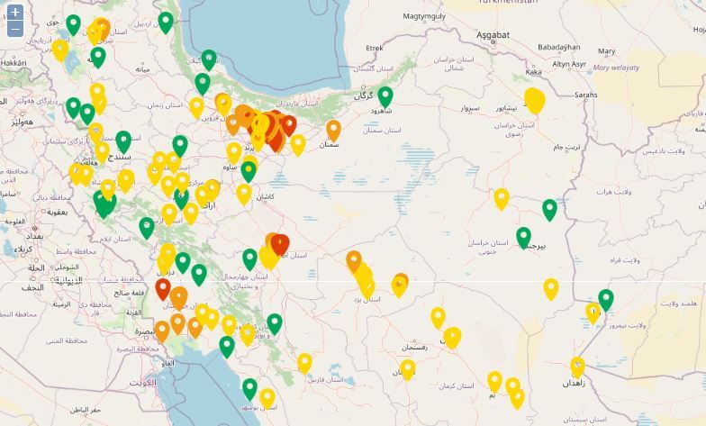 شاخص آلودگی هوای کشور امروز ۵ آذر + نقشه و شاخص‌ها