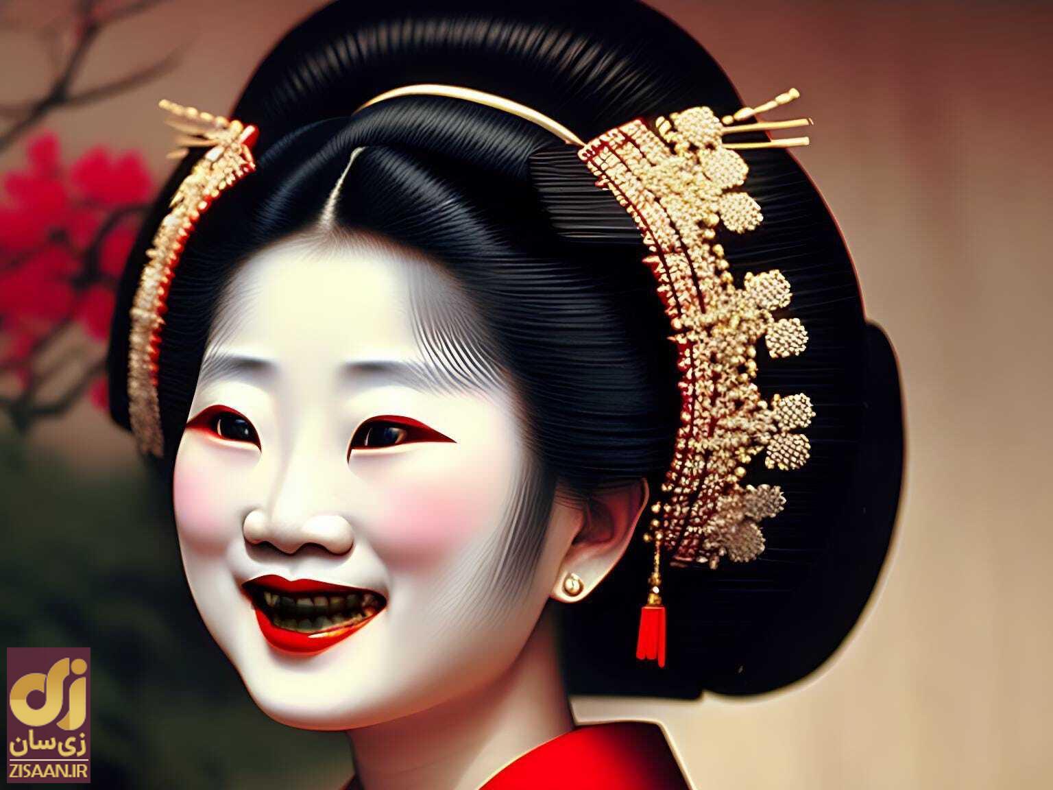 زن ژاپنی با دندان های سیاه