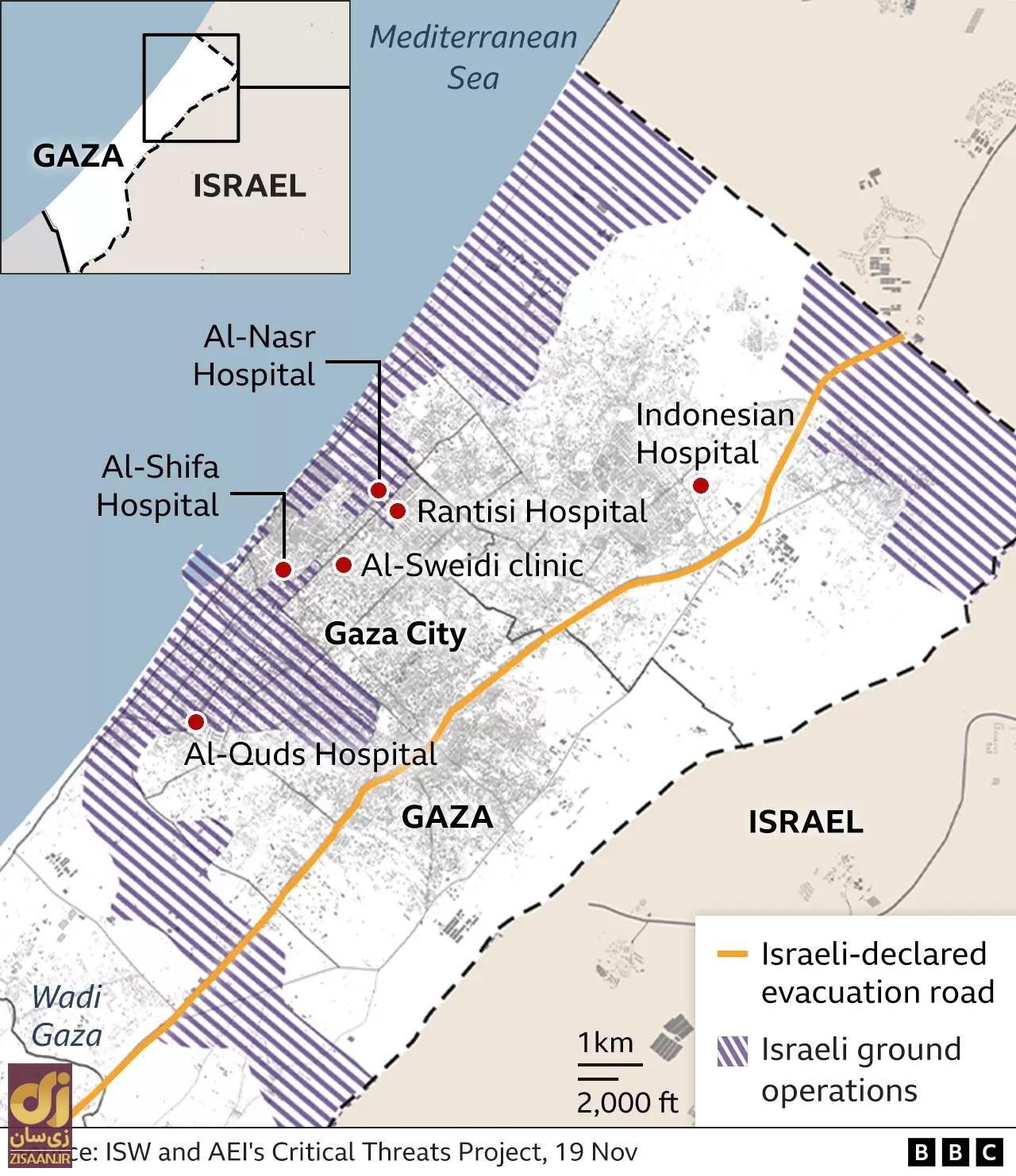 نقشه آخرین تحولات جنگ غزه