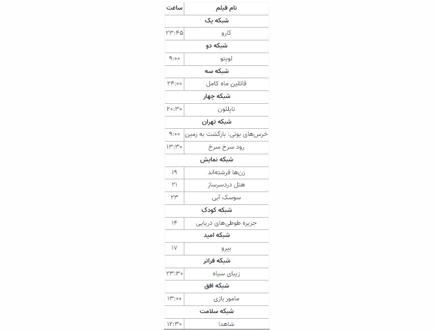جدول پخش فیلم سینمایی نوروز؛ از قاتلین ماه کامل تا زیبای سیاه