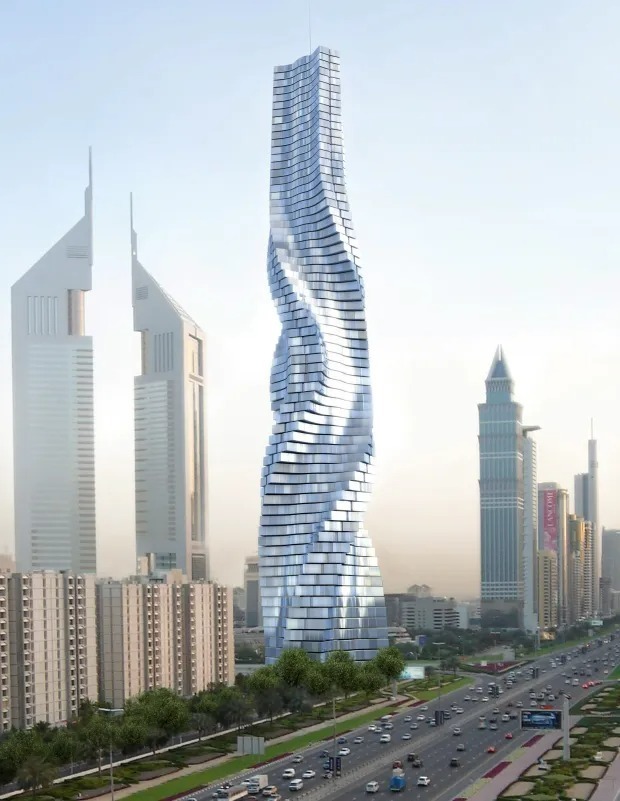 اولین آسمانخراش چرخان جهان در دبی با ۸۰ طبقه متحرک (+عکس)
