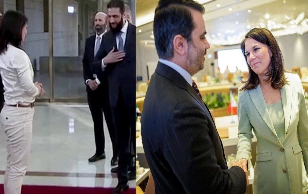 وزیر خارجه الجولانی بالاخره با یک مقام زن دست داد