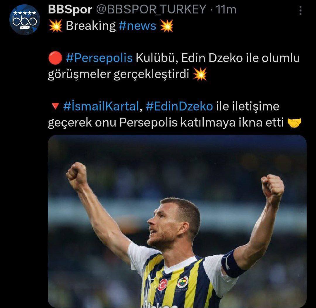 سلیقه خوب اسماعیل کارتال؛ رسانه ترک، نام فوق ستاره جدید پرسپولیس را لو داد سلیقه خوب اسماعیل کارتال؛ رسانه ترک، نام فوق ستاره جدید پرسپولیس را لو داد