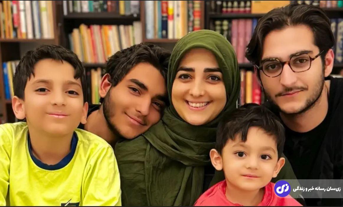 ستاره سادات قطبی در کنار فرزندانش