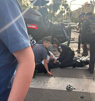 (ویدئو)  واژگون شدن خودروی «بن گویر» و زخمی شدن وی