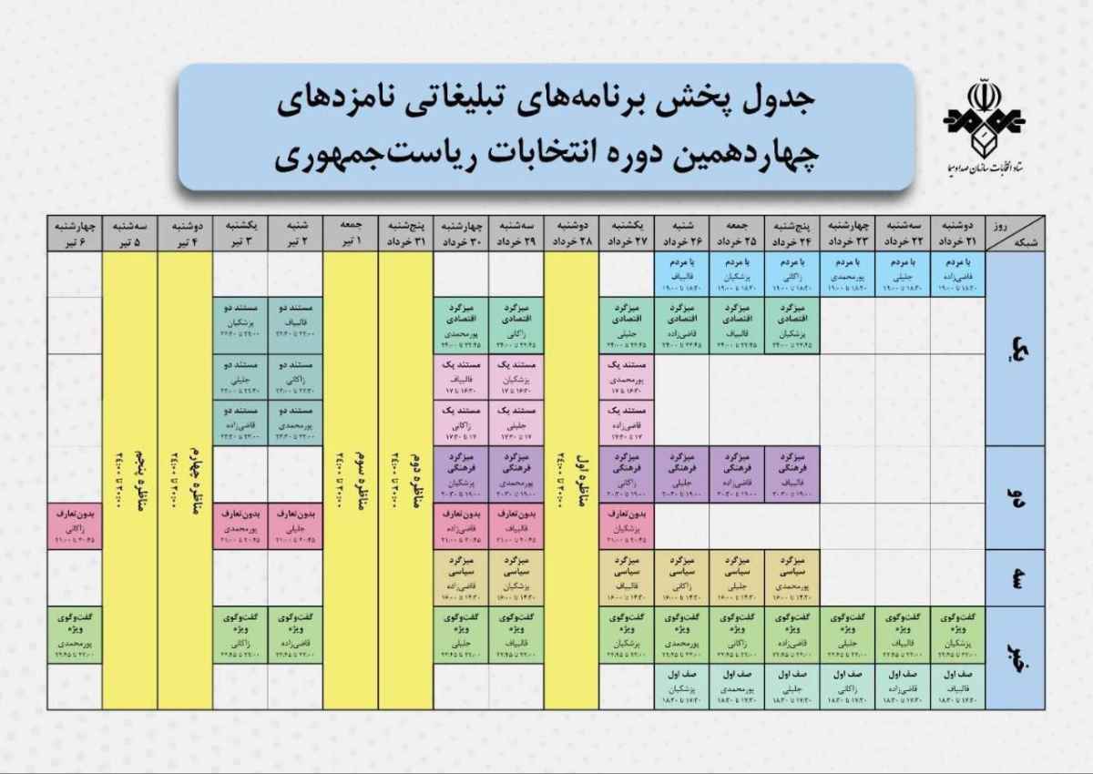 برنامه سومین روز تبلیغات نامزد‌های ریاست جمهوری