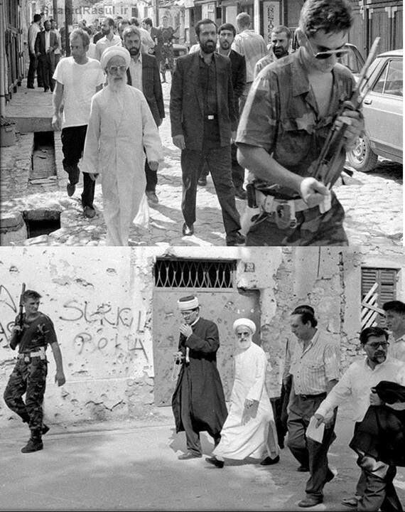 عکس| تصویری جالب از جوانی آیت الله جنتی و حضور در جنگ بوسنی