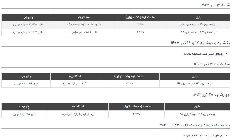 تاریخ آغاز یورو ۲۰۲۴ و برنامه کامل بازیها تاریخ آغاز یورو ۲۰۲۴ و برنامه کامل بازیها