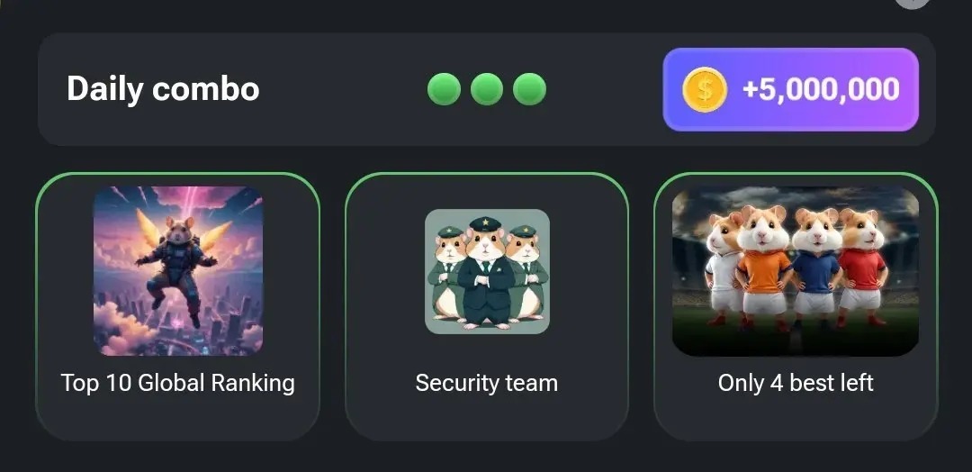 کارت بازی همستر کامبت امروز دوشنبه ۱۸ تیر برای دریافت ۵ میلیون سکه