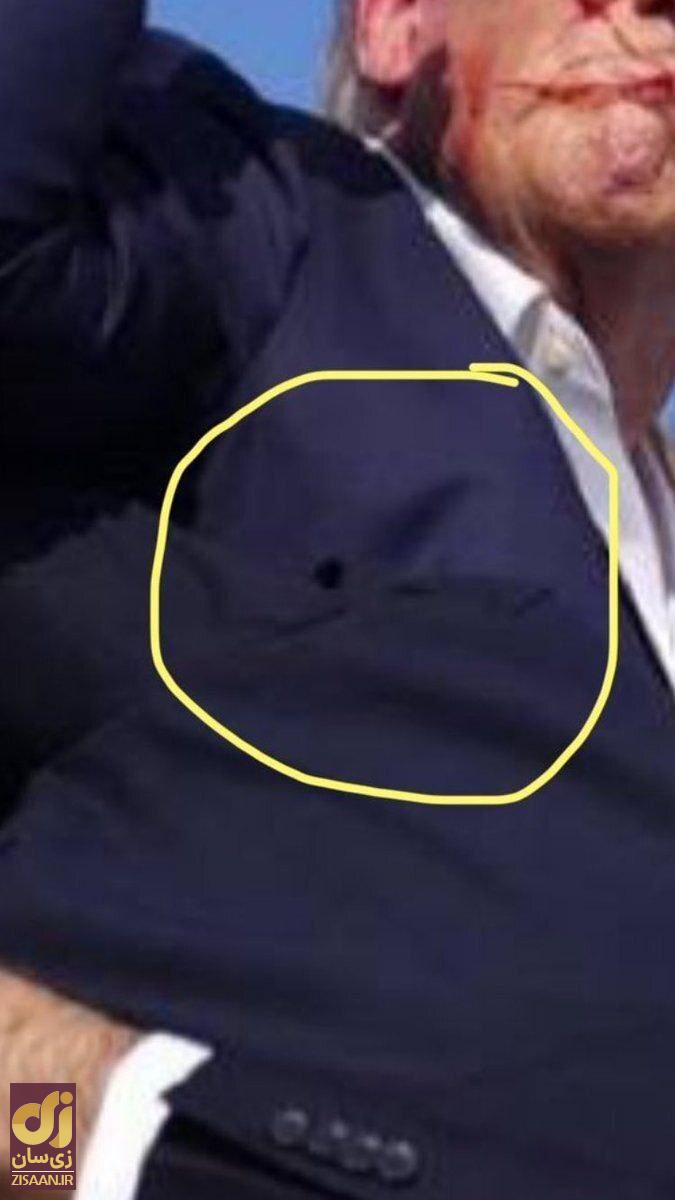 (تصاویر) ترامپ تنها گوشش زخمی نشده، تیر دوم به سینه دونالد ترامپ برخورد کرده است!