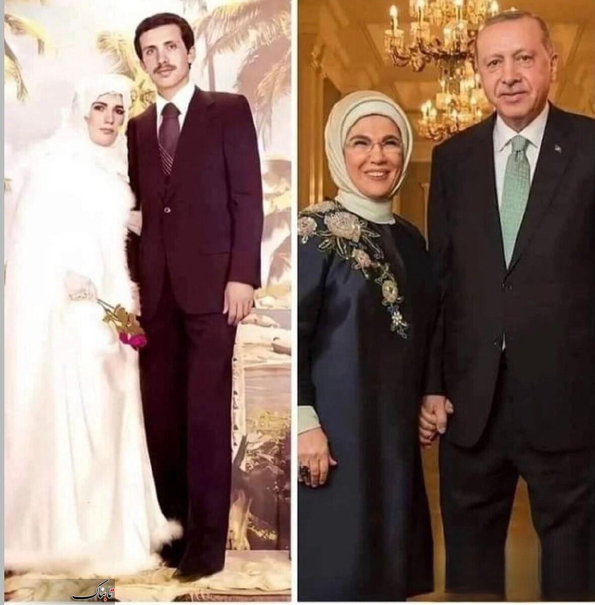 (عکس) تصویر قدیمی از مراسم عروسی اردوغان و همسرش