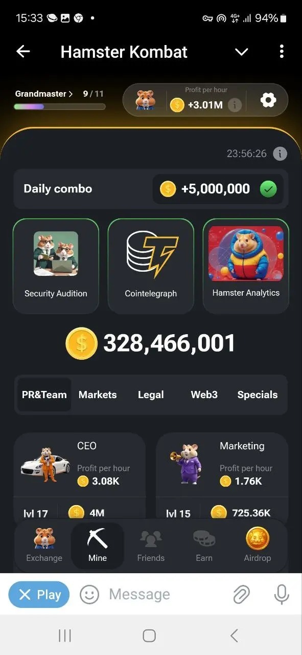 کارتهای بازی همستر کامبت امروز جمعه ۲۹ تیر برای دریافت ۵ میلیون سکه کارتهای بازی همستر کامبت امروز جمعه ۲۹ تیر برای دریافت ۵ میلیون سکه