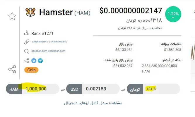 کارت بازی همستر کامبت امروز شنبه ۹ تیر برای دریافت ۵ میلیون سکه