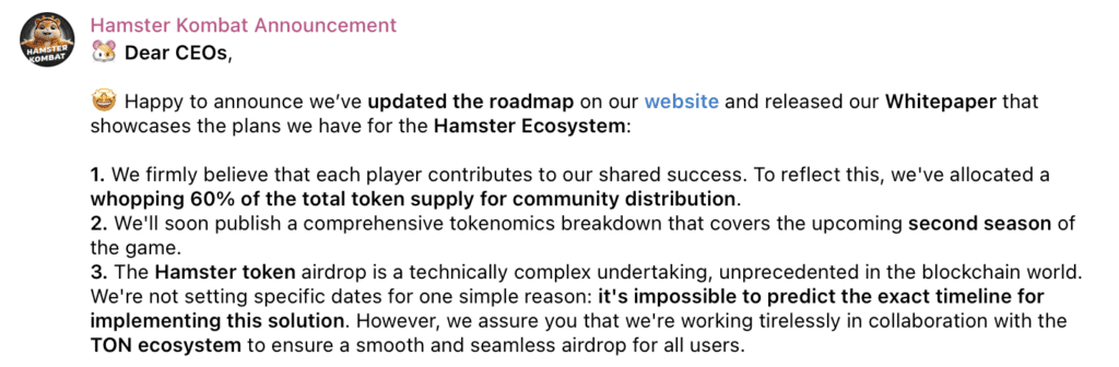 مهم‌ترین نکات وایت پیپر همستر کامبت؛ ایردراپ HMSTR چه زمانی انجام می‌شود؟