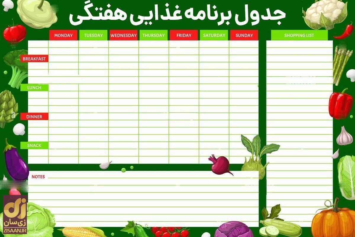 برنامه غذایی هفته برای شنبه ۲۷ مرداد تا جمعه ۲ شهریور