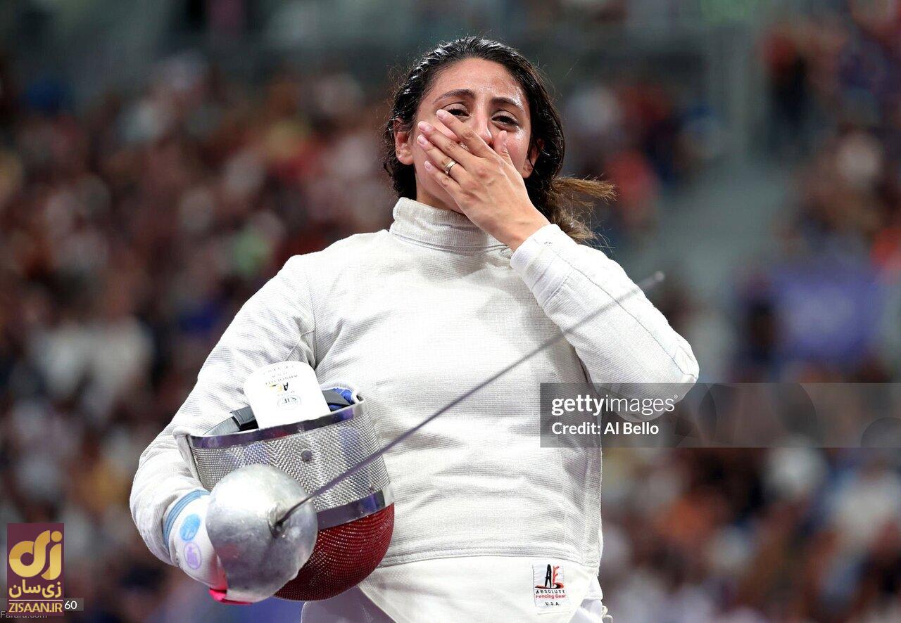 (تصاویر) ندی حافظ؛ شمشیربازی زن مصری در ماه هفتم بارداری در المپیک!