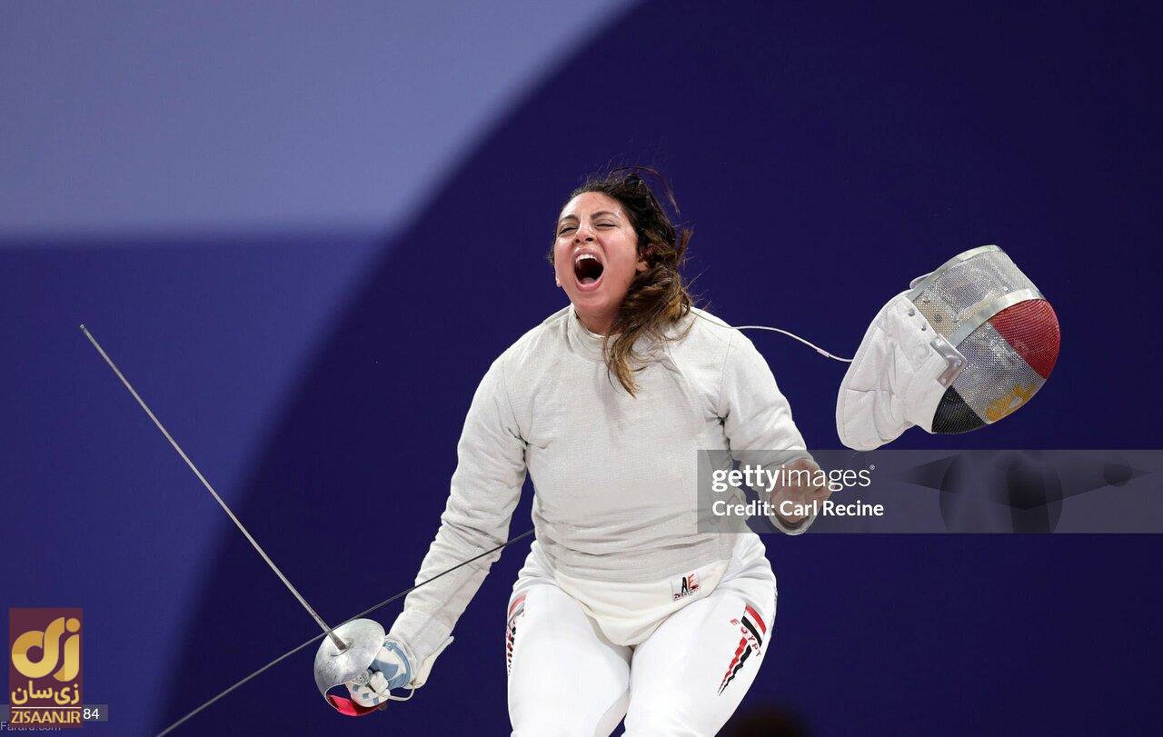 (تصاویر) ندی حافظ؛ شمشیربازی زن مصری در ماه هفتم بارداری در المپیک!