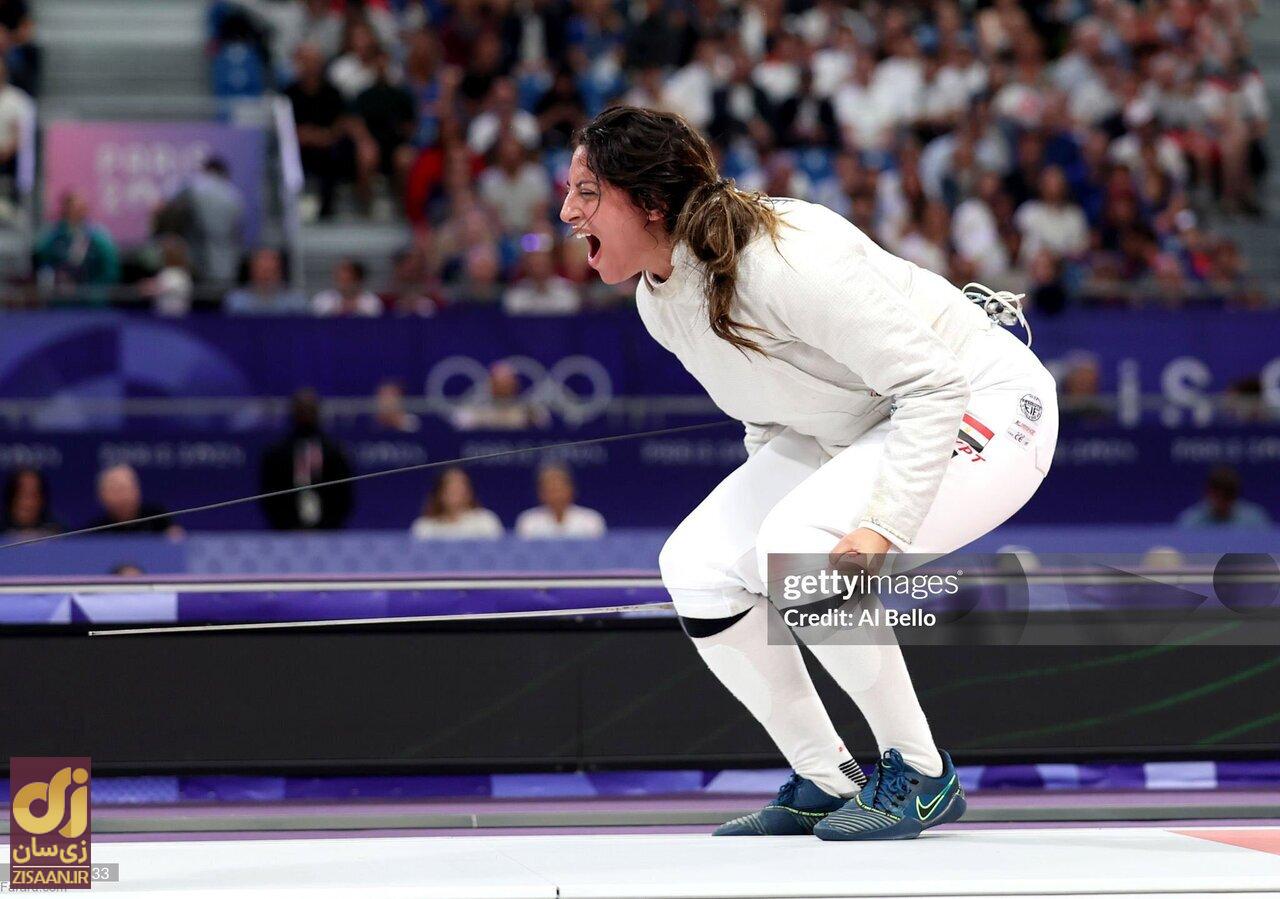 (تصاویر) ندی حافظ؛ شمشیربازی زن مصری در ماه هفتم بارداری در المپیک!