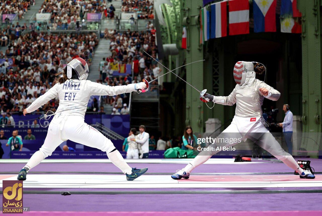 (تصاویر) ندی حافظ؛ شمشیربازی زن مصری در ماه هفتم بارداری در المپیک!