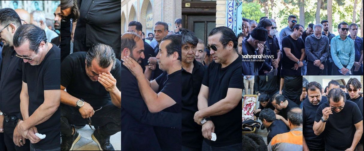 تصویری از خواندن نماز میت بر پیکر پدر خداداد عزیزی