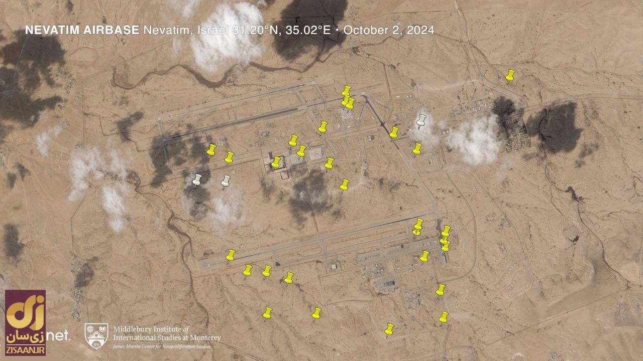 عکس | تعداد دقیق برخورد موشک‌های ایرانی به پایگاه نواتیم اسرائیل