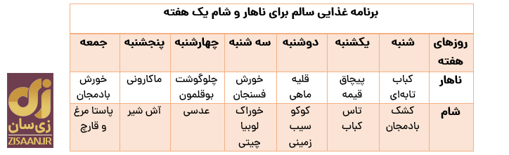 برنامه غذایی سالم برای ناهار و شام یک هفته (۹)